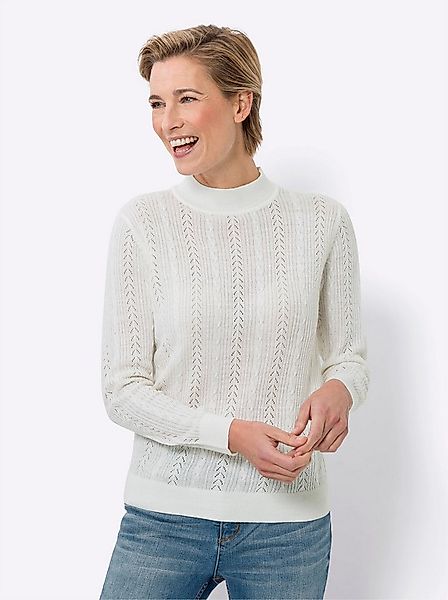 Sieh an! Strickpullover Stehkragen-Pullover Langarm Ajour günstig online kaufen