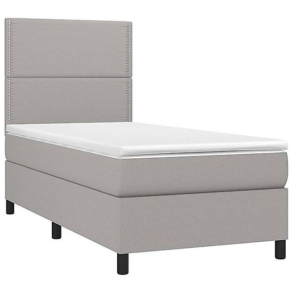 vidaXL Boxspringbett, Boxbett mit Matratze Hellgrau 90x190 cm Stoff günstig online kaufen