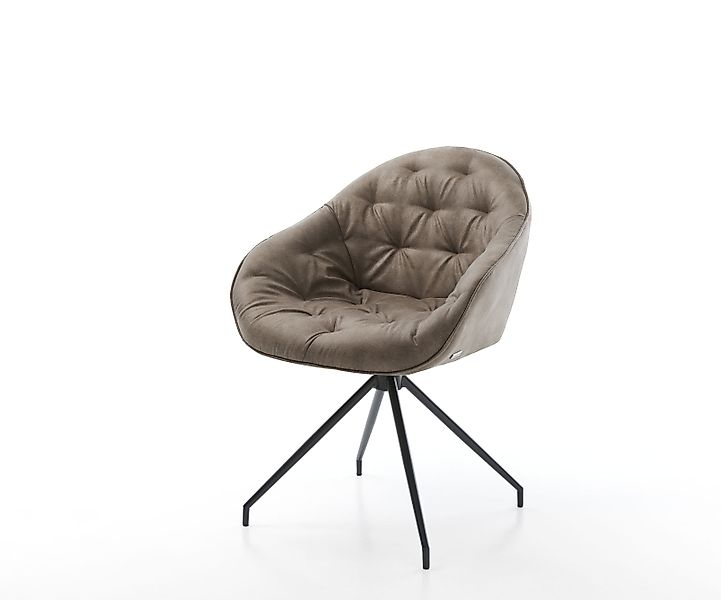 Esszimmerstuhl Gaio-Flex Mikrofaser Taupe Vintage Kreuzgestell konisch Schw günstig online kaufen