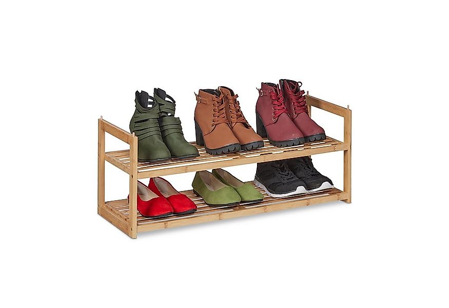 relaxdays Schuhregal Bambus Schuhregal stapelbar günstig online kaufen
