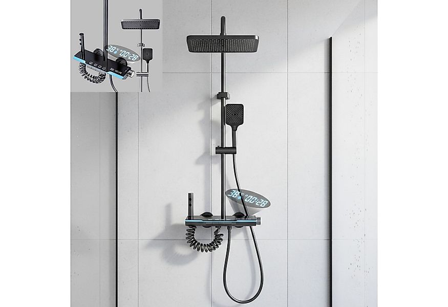 LuxaSteel Duscharmatur Duschsystem mit LED Display & Thermostat – Regendusc günstig online kaufen