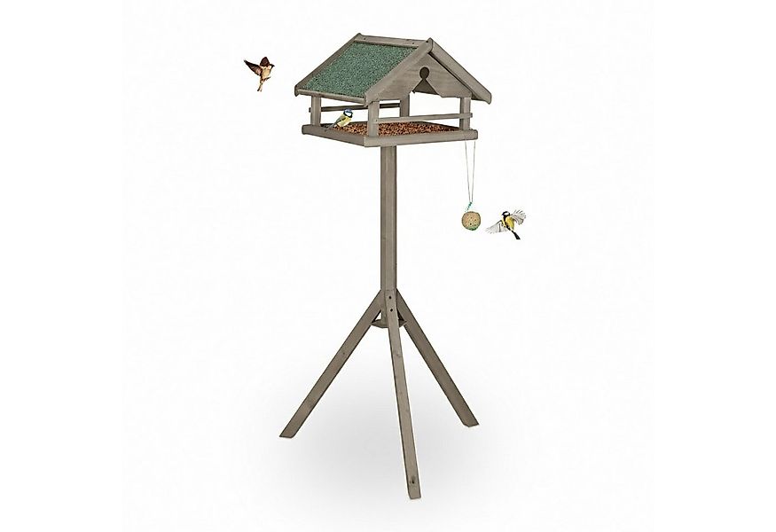 relaxdays Vogelhaus Vogelfutterhaus mit Dreibein, braun günstig online kaufen
