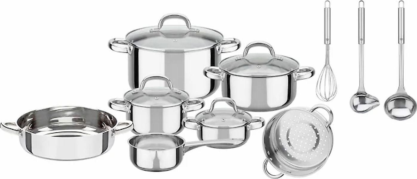GSW Topf-Set »Montreal«, Edelstahl, (Set, 14 tlg., Kochtopf 14/16/20/24 cm, günstig online kaufen