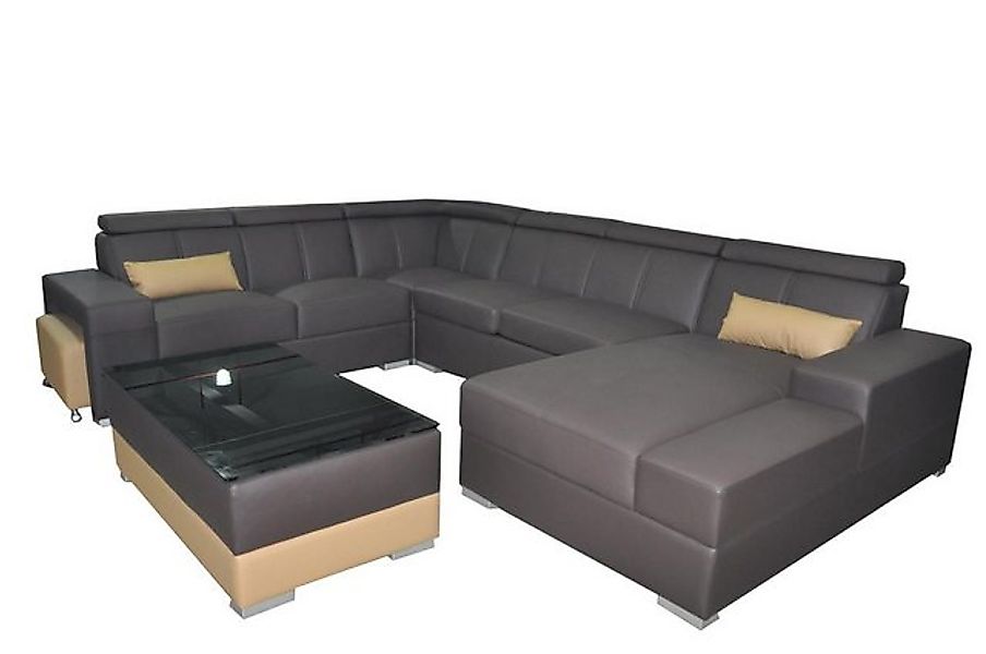 Xlmoebel Sofa Zeitgemäße Wohnlandschaft mit Ledersofa Ecke Sitzgruppe, Pols günstig online kaufen