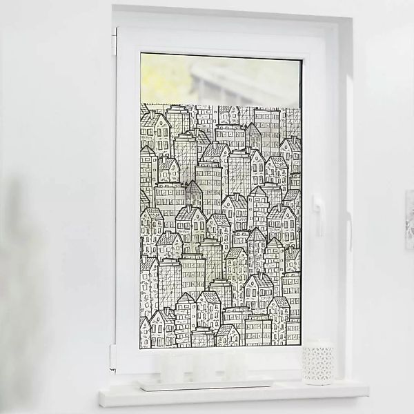 LICHTBLICK Fensterfolie Stadt schwarz weiß B/L: ca. 100x180 cm günstig online kaufen