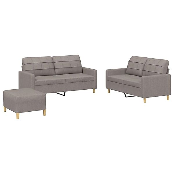 vidaXL 3-Tlg Sofagarnitur mit Kissen Taupe Stoff 3201289 günstig online kaufen