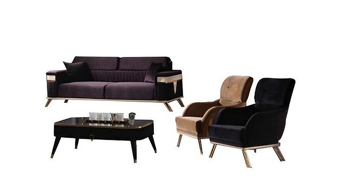 JVmoebel Sofa Sofagarnitur Sofa 3+1+1 Sitzer Wohnzimmer Set 3tlg Sofas Mode günstig online kaufen
