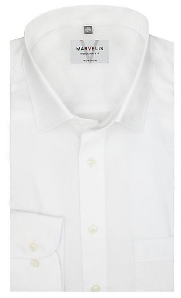 MARVELIS Businesshemd Weiss, Modern Fit, Bügelfrei, 100% Baumwolle, New Ken günstig online kaufen