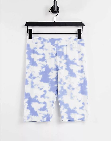 Pieces – Leggings-Shorts mit Batikmuster in Blau, Kombiteil-Mehrfarbig günstig online kaufen