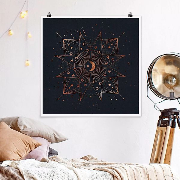 Poster Astrologie Mond Magie Blau Gold günstig online kaufen
