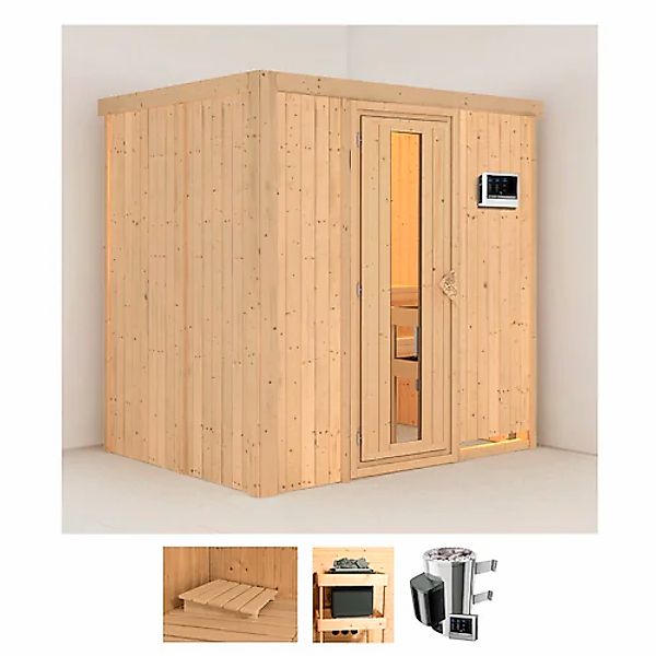 Karibu Sauna »Finja« Set, 3,6-kW-Plug & Play Ofen mit externer Steuerung günstig online kaufen
