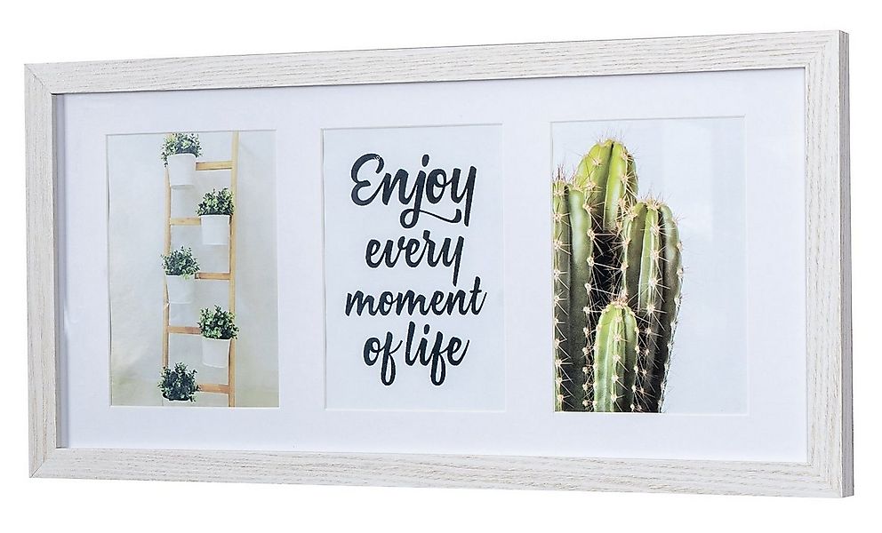Levandeo® Bilderrahmen, Bilderrahmen für 3 Fotos 13x18cm Eiche Weiß Holz Po günstig online kaufen