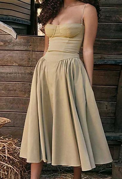 SEGUEN Sommerkleid Französisch Vintage-Stil Dopamin tragen Halfter Kleid Fr günstig online kaufen