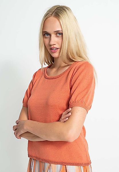 Kurzarm-melange-pullover Aus Bio-baumwolle | Melange Pulli günstig online kaufen