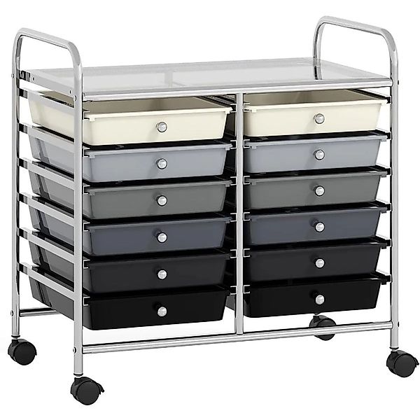Costway Rollwagen mit 12 Stapelbaren Schubladen Gemischt Schwarz günstig online kaufen