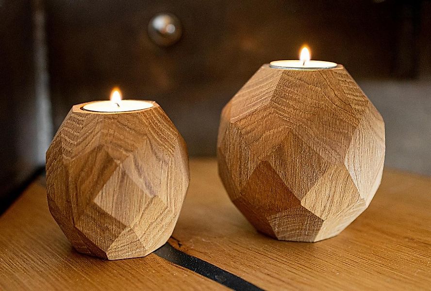 Holz Frank Teelichthalter Teelichthalter Set aus geölter Eiche – Kugeln im günstig online kaufen