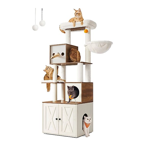 FEANDREA Kratzbaum, mit Katzenklo-Schrank 185cm Kratzsäule günstig online kaufen
