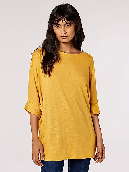 Apricot Rundhalsshirt Longshirt, (1-tlg) mit Fledermausärmeln günstig online kaufen