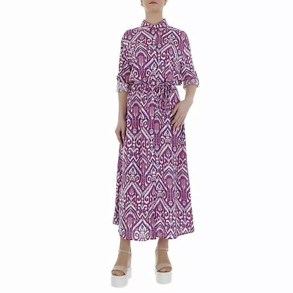 Ital-Design Maxikleid Damen Freizeit Ornamente Blusenkleid in Pink günstig online kaufen