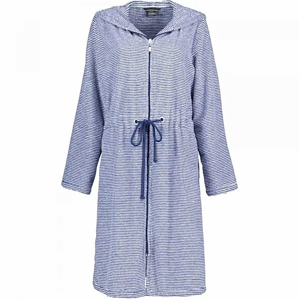 Cawö Damen Bademantel 3335 Kapuze kurz RV - Farbe: navy-weiß - 16 - M günstig online kaufen