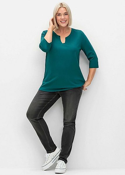 Sheego T-Shirt 3/4-Arm-Shirt 3/4-Arm aus trageangenehmem Baumwoll-Modal-Mix günstig online kaufen