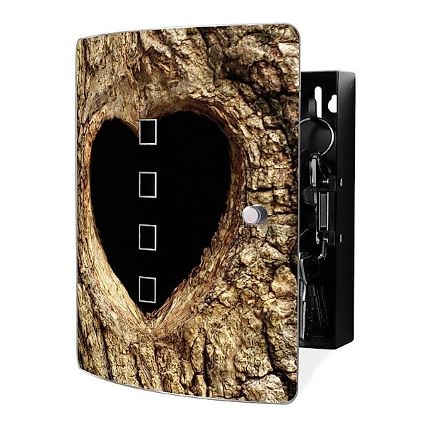 banjado Schlüsselkasten Edelstahl Baumherz (verstellbarer Magnetverschluss, günstig online kaufen