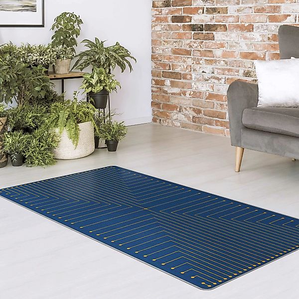 Teppich Geometrische Ecken blau günstig online kaufen