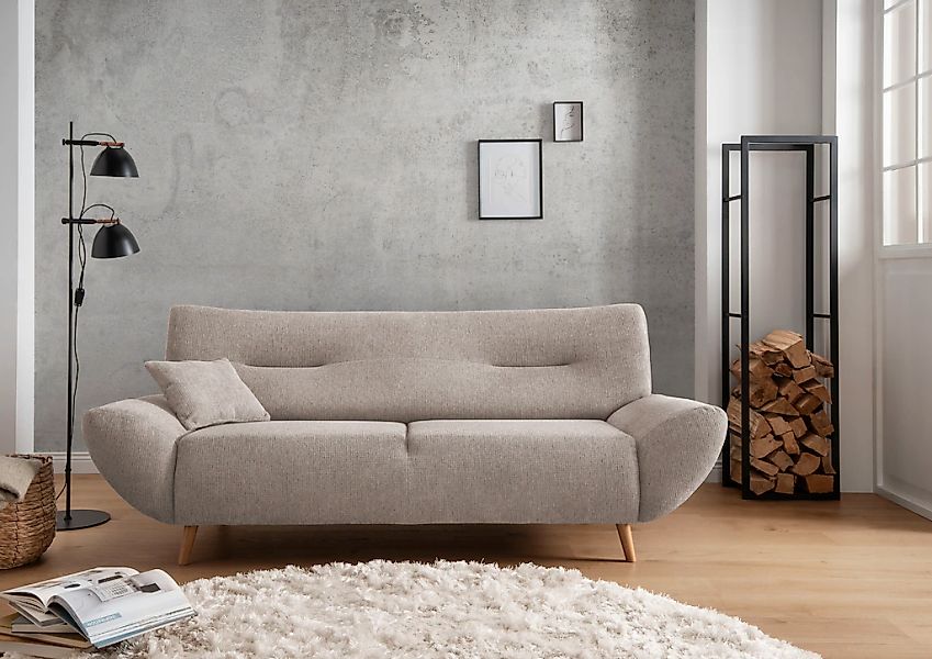 INOSIGN 3-Sitzer "Drago, elegant und zeitlos, komfortabel, mit Holzfuß", fr günstig online kaufen