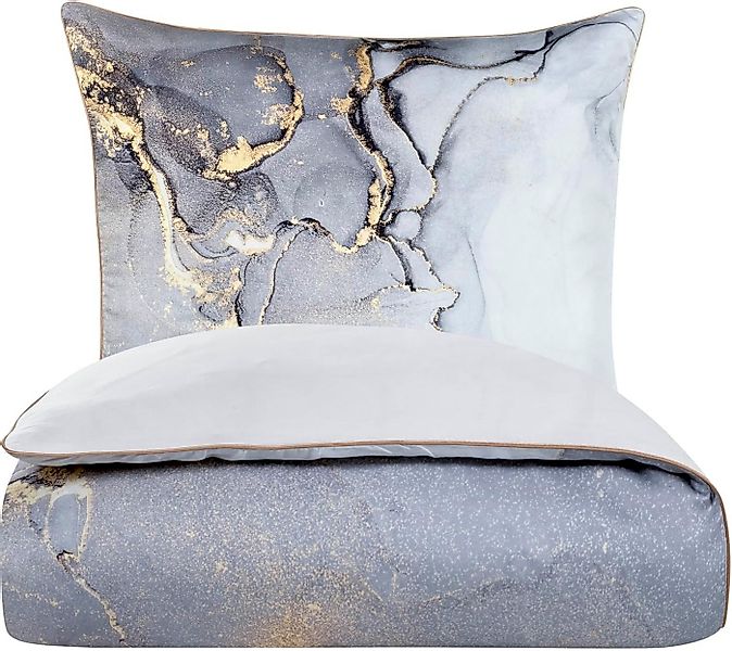 Aymando Bettwäsche Marble Grey, 100% Baumwolle Mako Satin, 2 teilig, Saum u günstig online kaufen