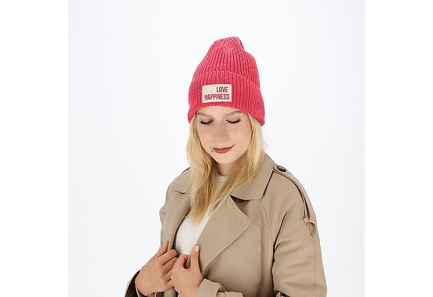 halsüberkopf Accessoires Strickmütze Achtsamkeit mit Statement-Badge günstig online kaufen