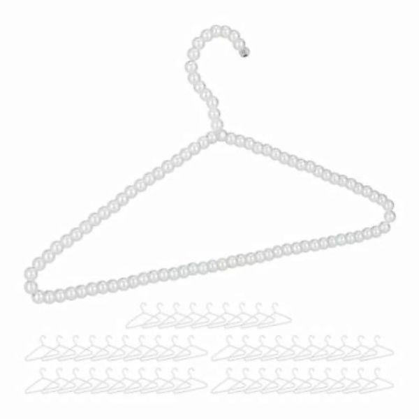 relaxdays 50 x Perlen Kleiderbügel weiß günstig online kaufen
