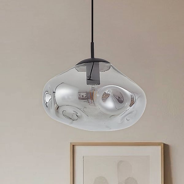 Lindby Hängeleuchte Lelia, rauchgrau, Glas, Ø 35 cm günstig online kaufen