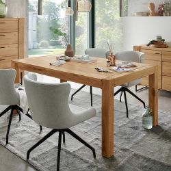 Tisch Massivholz ausziehbar aus Wildeiche Front Butterflyauszug günstig online kaufen