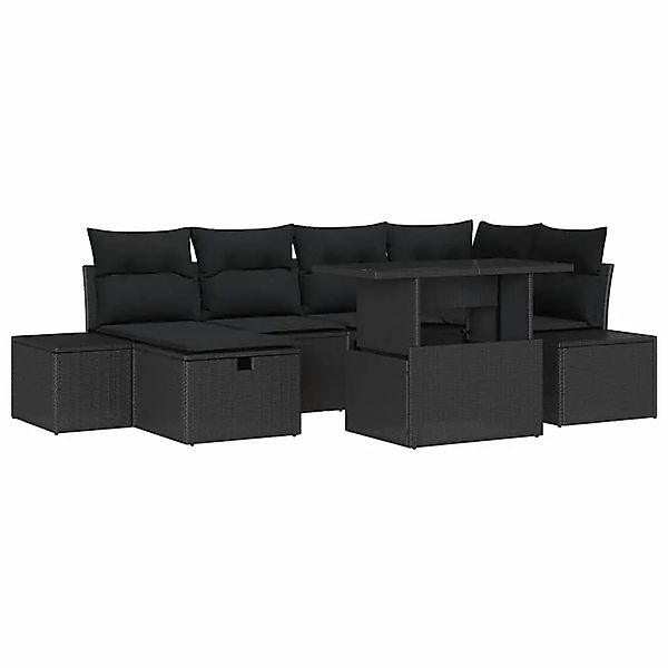 vidaXL Garten-Sofa-Set mit Kissen 7-Tlg Schwarz Poly Rattan 3359880 günstig online kaufen