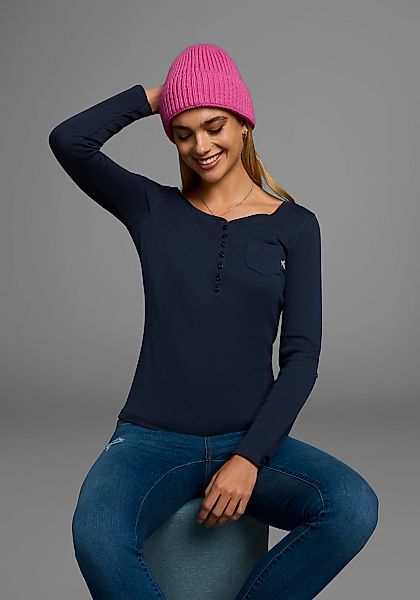 Arizona Langarmshirt, sehr figurbetonter Schnitt, unifarben, Rundhalsaussch günstig online kaufen