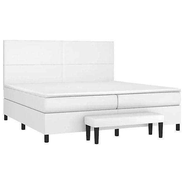 vidaXL Boxspringbett mit Matratze Weiß 200x200 cm Kunstleder 3137564 günstig online kaufen