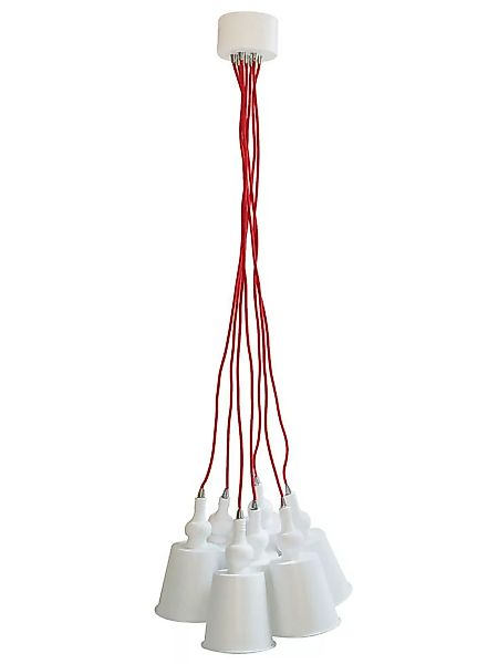 Hängelampe Vintage Weiß Retro Kabel Rot 7-flammig Nostalgie-Design Deckenle günstig online kaufen