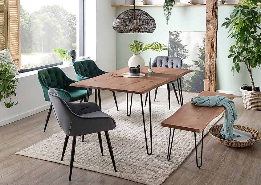 Home affaire Esstisch "Soho", mit vollmassiver Akazienholzplatte mit Baumka günstig online kaufen