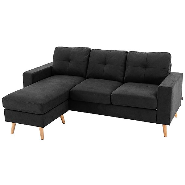 HOMCOM Ecksofa in L-Form  Schwarze Eckcouch mit Chaiselongue, Leinenoptik, günstig online kaufen