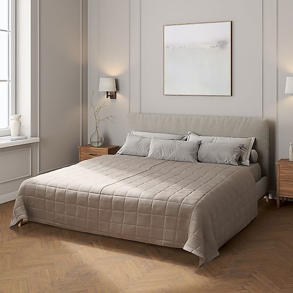 Tagesdecke mit Karosteppung, beige-grau, Etna (705-09) günstig online kaufen