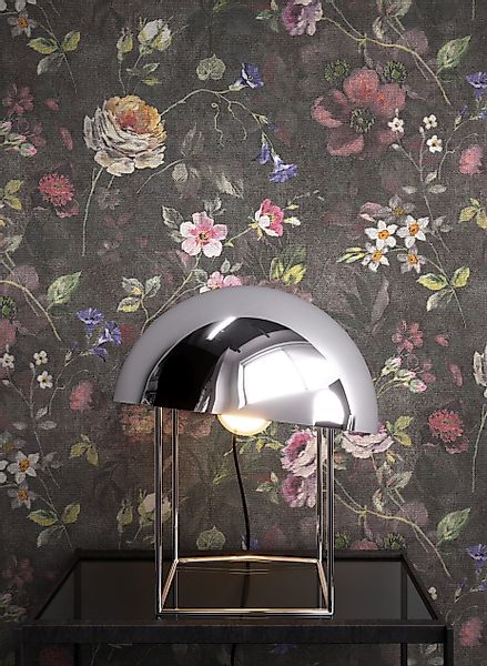 Newroom Vliestapete, Schwarz Tapete Floral Blumen günstig online kaufen