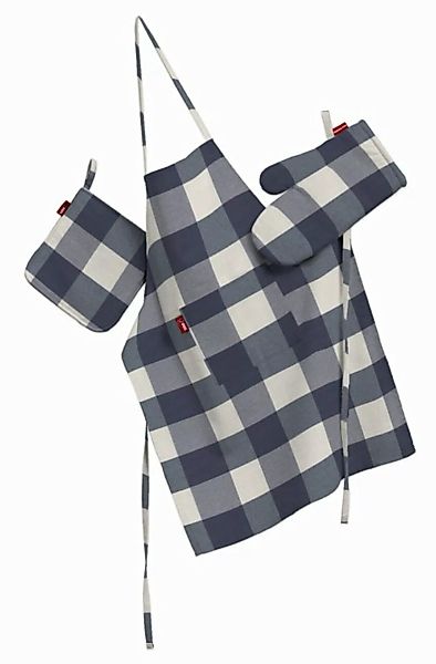 Küchenset: Schürze, Handschuh, Topflappen, weiss-dunkelblau kariert, Set, Q günstig online kaufen