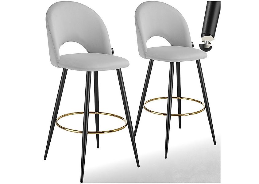 tectake Barhocker Barstuhl Sachel mit Rückenlehne, Samtoptik, 49 x 58 x 110 günstig online kaufen