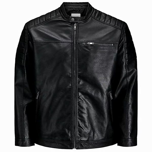 Jack & Jones Lederjacke Jack&Jones XXL Biker-Style Jacke Lederoptik schwarz günstig online kaufen