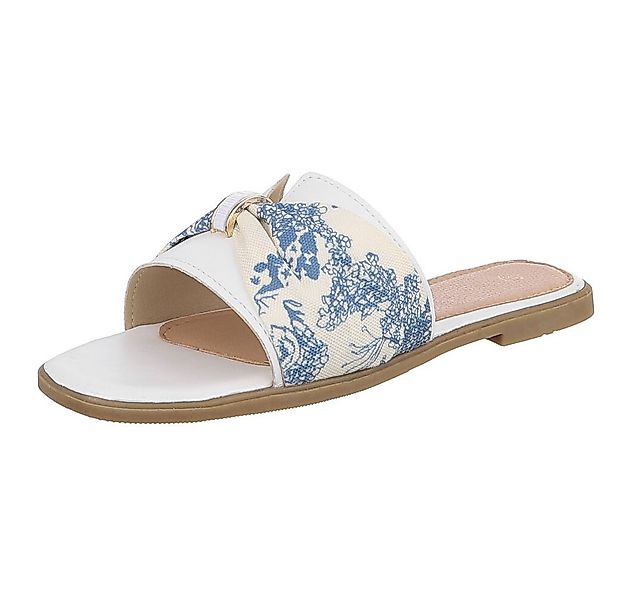 Ital-Design Stylische Damen Slipper mit Goldakzent für den Sommer Pantolett günstig online kaufen