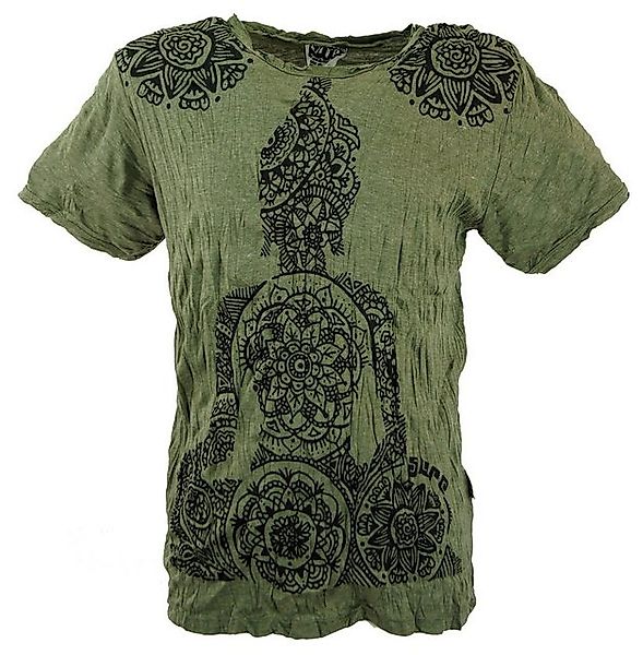 Guru-Shop T-Shirt Sure Herren T-Shirt Mandala Buddha - olive Goa Style, Fes günstig online kaufen