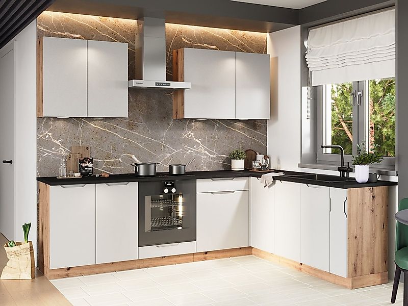 Möbel für Dich Winkelküche Moderne grifflose Eckküche in L-Form ISABEL 260x günstig online kaufen