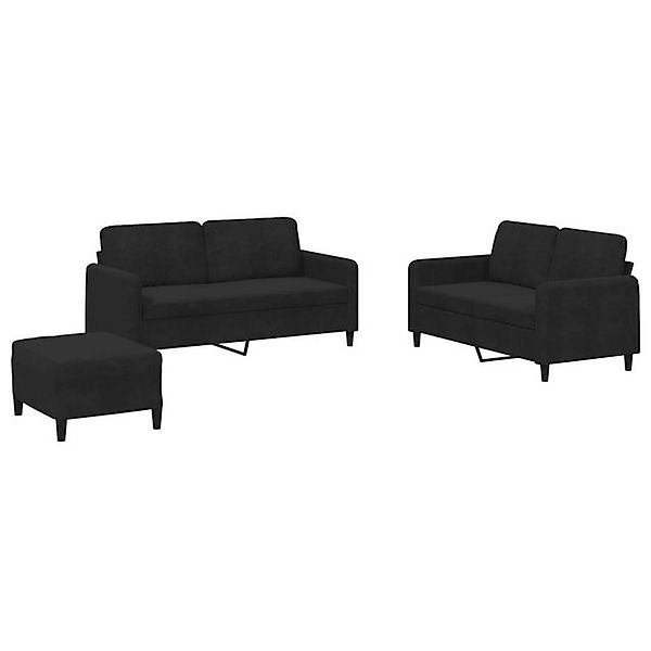 vidaXL Sofa, 3-tlg. Sofagarnitur Schwarz Samt günstig online kaufen