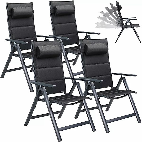 Gartenstuhl Hochlehner klappbar Bern Premium 4er-Set Anthrazit Alu gepolste günstig online kaufen