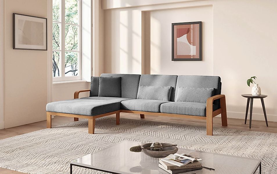 sit&more Ecksofa "Kolding L-Form", Armlehnen aus eichefarbigem Buchenholz, günstig online kaufen